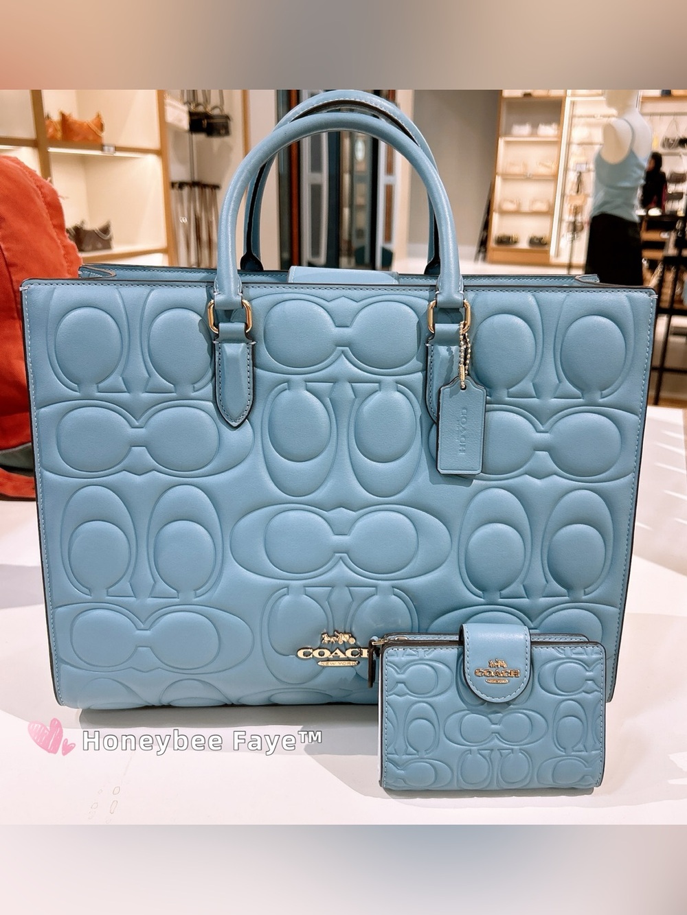 Nwt Coach Maggie Tote Bag & Medium Corner Zip Wallet bundle In Signature Leather